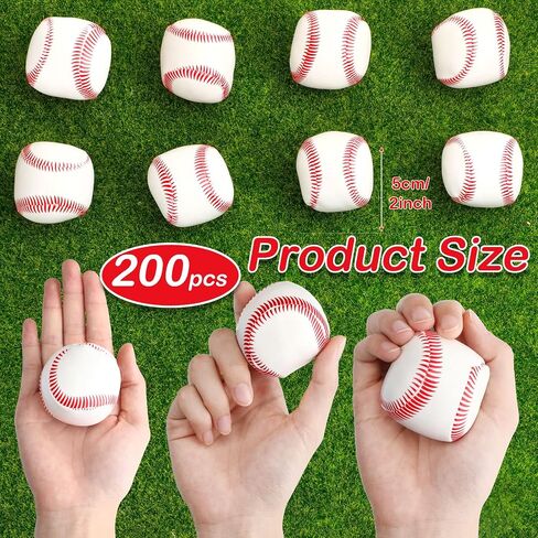 200 Pcs 2 Inch Baseball Stress Balls Mini Foam Baseballs Bulk Soft Sports Themed Squeeze Ball Stress Anxiety Relief Toys for School Carnival Reward Baseball Theme Party in Saudi Arabia
