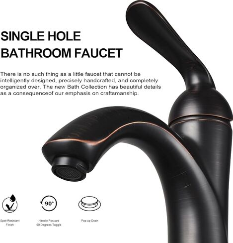 صنبور الحمام البرونزي المطلي بالزيت بمقبض واحد، لافا أودورو العتيقة البرونزية ذات الفتحة الواحدة، صنبور حوض الحمام المصقول البرونزي مع مجموعة تصريف منبثقة، تتضمن لوحة سطح السفينة، BF290-ORB in Kuwait