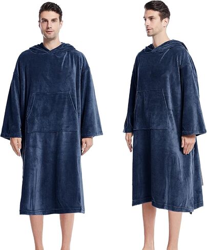 Surf Poncho Changing Robe, Super Soft Swimming Poncho Changing Towel with Pocket and Hood for Outdoor Indoor (Blue) in Saudi Arabia
