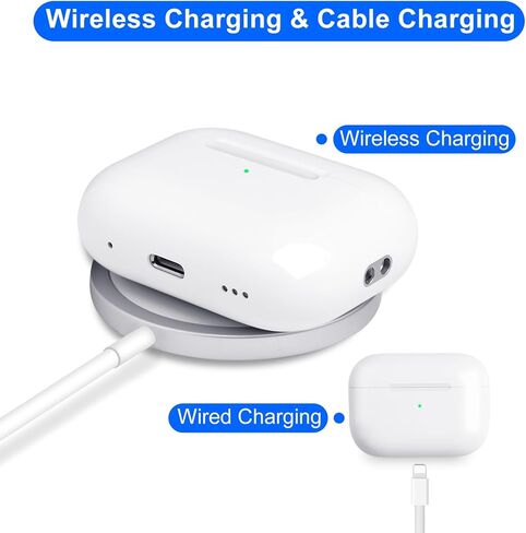 استبدال حافظة الشحن المحدثة لعلبة الشحن AirPod Pro1st/2nd، متوافقة مع AirPod pro مع زر الاقتران والمزامنة عبر البلوتوث، بدون سماعات أذن، (أبيض) in Kuwait