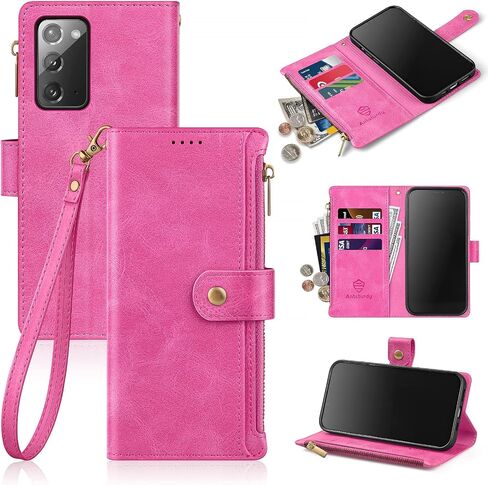 Antsturdy Compatible with Samsung Galaxy Note 20 5G Wallet case with Card Holder for Women Men Phone case RFID Blocking PU Leather Flip Shockproof Cover with Strap Zipper Credit Card Slots,Wine Red in Saudi Arabia