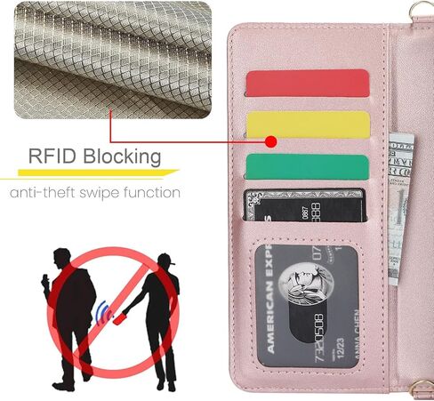 for Samsung Galaxy Z Fold 5 Wallet Case with 6 Credit Card Slots and S-Pen Slot, RFID Blocking, Adjustable Strap, Multi Card Function Premium Leather Magnetic Clasp Kickstand Cover.(Black) in Kuwait