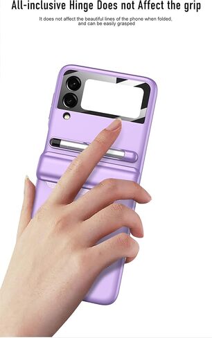 COQUE Case Galaxy Z Flip 3 Cover,Hinged Folding All-Inclusive Shell with Screen Protector with Touch Stylus with Pen Holder,Folding Phone Cover for Samsung Galaxy Z Flip 3 5G-Purple in Saudi Arabia