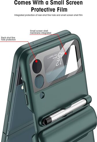 COQUE Case Galaxy Z Flip 3 Cover,Hinged Folding All-Inclusive Shell with Screen Protector with Touch Stylus with Pen Holder,Folding Phone Cover for Samsung Galaxy Z Flip 3 5G-Purple in Saudi Arabia