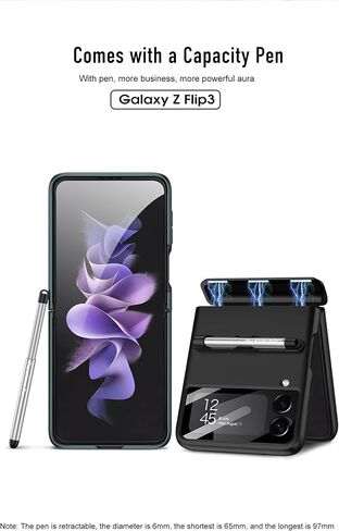 COQUE Case Galaxy Z Flip 3 Cover,Hinged Folding All-Inclusive Shell with Screen Protector with Touch Stylus with Pen Holder,Folding Phone Cover for Samsung Galaxy Z Flip 3 5G-Purple in Saudi Arabia