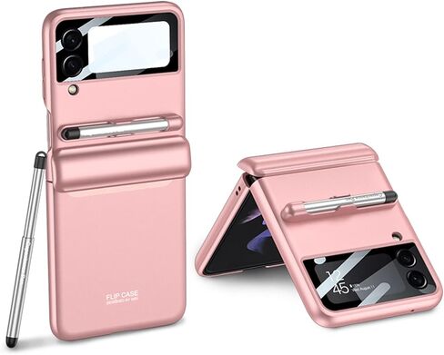 COQUE Case Galaxy Z Flip 3 Cover,Hinged Folding All-Inclusive Shell with Screen Protector with Touch Stylus with Pen Holder,Folding Phone Cover for Samsung Galaxy Z Flip 3 5G-Purple in Saudi Arabia
