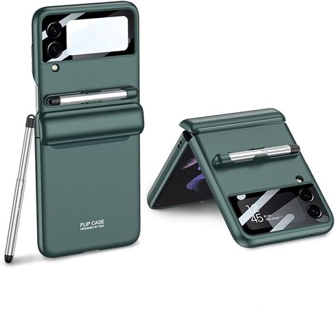COQUE Case Galaxy Z Flip 3 Cover,Hinged Folding All-Inclusive Shell with Screen Protector with Touch Stylus with Pen Holder,Folding Phone Cover for Samsung Galaxy Z Flip 3 5G-Purple in Saudi Arabia