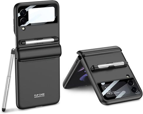 COQUE Case Galaxy Z Flip 3 Cover,Hinged Folding All-Inclusive Shell with Screen Protector with Touch Stylus with Pen Holder,Folding Phone Cover for Samsung Galaxy Z Flip 3 5G-Purple in Saudi Arabia