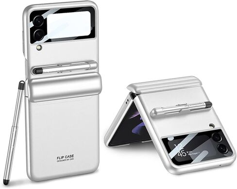 COQUE Case Galaxy Z Flip 3 Cover,Hinged Folding All-Inclusive Shell with Screen Protector with Touch Stylus with Pen Holder,Folding Phone Cover for Samsung Galaxy Z Flip 3 5G-Purple in Saudi Arabia