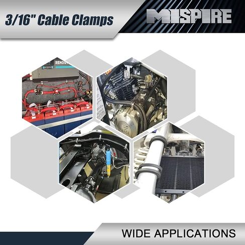 100 Pack 3/16 inch Cable Clamps, MISPIRE Stainless Steel Hose Pipe Clamps, Automotive Wire Rubber Insulated Clamps, Metal Clamps for Tube, Pipe and Wire Cord Installation in Saudi Arabia