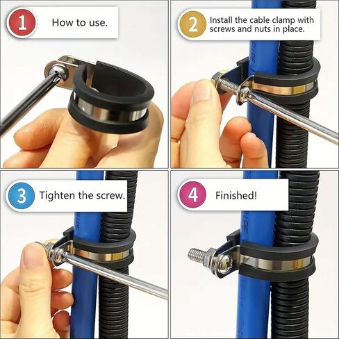 100 Pack 3/16 inch Cable Clamps, MISPIRE Stainless Steel Hose Pipe Clamps, Automotive Wire Rubber Insulated Clamps, Metal Clamps for Tube, Pipe and Wire Cord Installation in Saudi Arabia