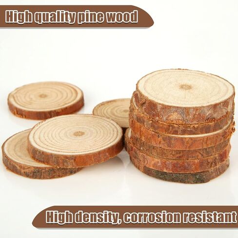200 قطعة من شرائح الخشب الطبيعي للحرف اليدوية، 0.6-1.5 بوصة، جولات خشبية صغيرة، أقراص خشبية صغيرة مع لحاء للحرف الخشبية، زينة الزفاف DIY in Kuwait
