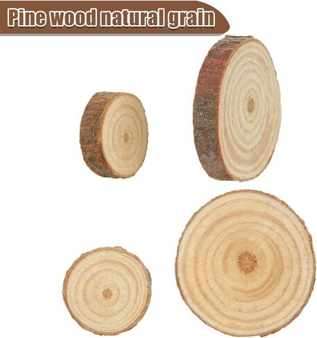 200 قطعة من شرائح الخشب الطبيعي للحرف اليدوية، 0.6-1.5 بوصة، جولات خشبية صغيرة، أقراص خشبية صغيرة مع لحاء للحرف الخشبية، زينة الزفاف DIY in Kuwait
