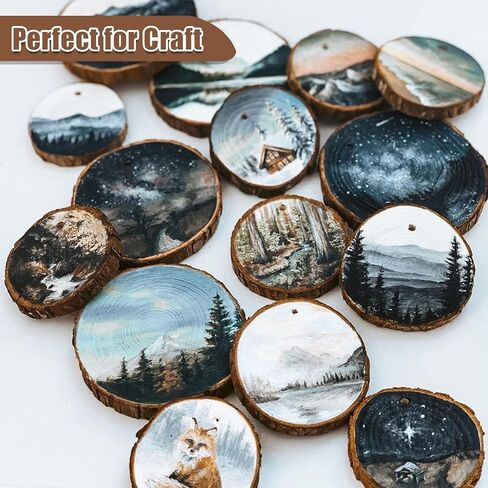 200 قطعة من شرائح الخشب الطبيعي للحرف اليدوية، 0.6-1.5 بوصة، جولات خشبية صغيرة، أقراص خشبية صغيرة مع لحاء للحرف الخشبية، زينة الزفاف DIY in Kuwait