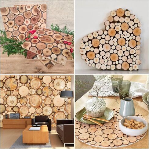 200 قطعة من شرائح الخشب الطبيعي للحرف اليدوية، 0.6-1.5 بوصة، جولات خشبية صغيرة، أقراص خشبية صغيرة مع لحاء للحرف الخشبية، زينة الزفاف DIY in Kuwait