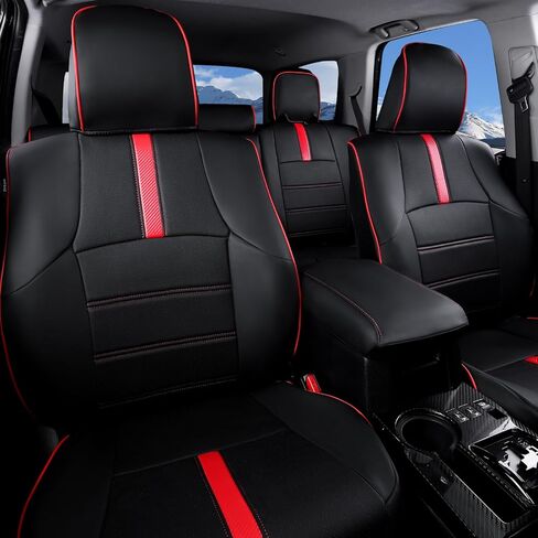 غطاء مقعد Xipoo متوافق مع 2011-2024 Toyota 4Runner غطاء مقعد السيارة 5 مقاعد من جلد البولي يوريثان بديل حامي مقعد السيارة لملحقات Toyota 4Runner 2011-2024 (أسود) in Kuwait