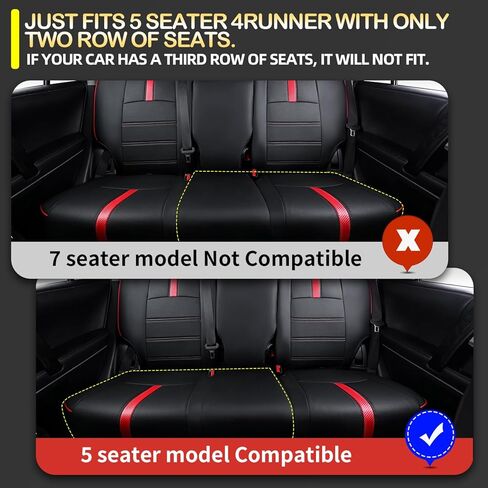 غطاء مقعد Xipoo متوافق مع 2011-2024 Toyota 4Runner غطاء مقعد السيارة 5 مقاعد من جلد البولي يوريثان بديل حامي مقعد السيارة لملحقات Toyota 4Runner 2011-2024 (أسود) in Kuwait