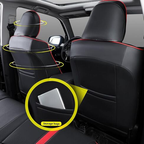 غطاء مقعد Xipoo متوافق مع 2011-2024 Toyota 4Runner غطاء مقعد السيارة 5 مقاعد من جلد البولي يوريثان بديل حامي مقعد السيارة لملحقات Toyota 4Runner 2011-2024 (أسود) in Kuwait