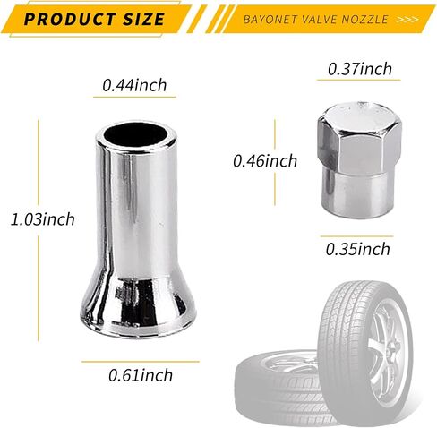 10 PCS Automotive TR413AC Bayonet Valve Stem, Universal TPMS Tubeless Leakproof Valve Stem Kit (Silver) in Saudi Arabia