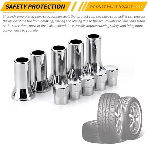 10 PCS Automotive TR413AC Bayonet Valve Stem, Universal TPMS Tubeless Leakproof Valve Stem Kit (Silver) in Saudi Arabia