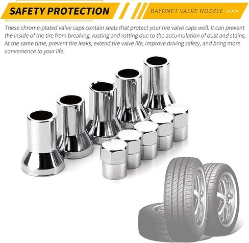 10 PCS Automotive TR413AC Bayonet Valve Stem, Universal TPMS Tubeless Leakproof Valve Stem Kit (Silver) in Saudi Arabia