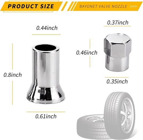 10 PCS Automotive TR413AC Bayonet Valve Stem, Universal TPMS Tubeless Leakproof Valve Stem Kit (Silver) in Saudi Arabia