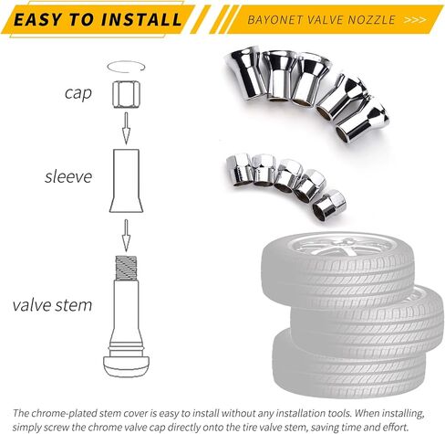 10 PCS Automotive TR413AC Bayonet Valve Stem, Universal TPMS Tubeless Leakproof Valve Stem Kit (Silver) in Saudi Arabia