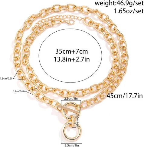 Chunky Gold Necklace Gold Layered Necklaces for Women Chunky Chain Necklace Stackable Choker Necklaces Pendant Paperclip Pendant Necklaces for Woman in Saudi Arabia