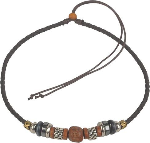 Adjustable Hemp Leather Beads Choker Necklace in Saudi Arabia
