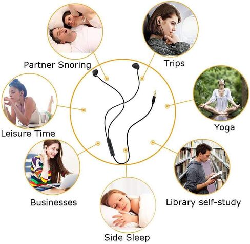 Sleeping Earbud Headphones - Ultra Flexible Silicon Earplugs Noise Cancelling Wired Sleep Earphones with Microphone for Sleeping, Insomnia, Snoring, Air Travel, Relaxation, ASMR (Black) in Saudi Arabia