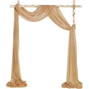 2 Panels 20Ft Wrinkle-Free Wedding Arch Drapes Arch Draping Fabric, Slightly Shiny Arbor Drapery for Wedding Ceremony Reception Swag Decorations (Gold & Gold)