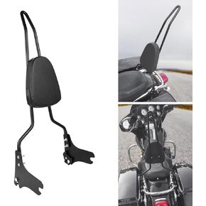 Detachable Chrome Rear Passenger Seat Backrest Sissy Bar W/Back Rest Cushion Pad Compatible With For Touring Road King Street Glide Electra Glide Road Glide FLHR FLHX FLHT FLTR 1997-2008