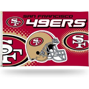Rico Industries NFL San Francisco 49ers Helmet 3-Foot by 5-Foot Single Sided Banner Flag with Grommets
