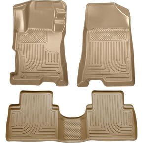 Husky Liners Weatherbeater Floor Mats | Fits 2008 - 2012 Honda Accord 4 Door | Front & 2nd Row, 3-pc Tan - 98403