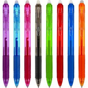 Sibba 8 Colors Retractable Erasable Gel Pens Clicker, 0.7 mm Bullet Tip Erasable Pens Make Mistakes Disappear, Premium Comfort Grip Fine Point Gel Pens for Drawing Crossword Puzzles & Writing Plan