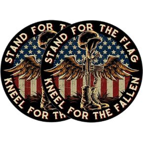 eDesign 2-Pack Stand for The Flag Kneel for The Fallen Vinyl Patriotic Stickers Decals - 4 Inches - for Car Truck Van Window Bumper Laptop Tablet Cup Tumbler Water Bottle and Any Smooth Surface