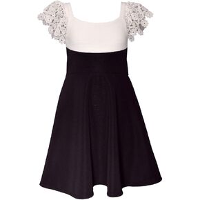 Bonnie Jean Girls Size 7-16 Lace Sleeve Scuba Knit Skater Dress