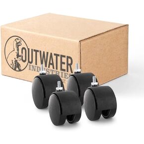 2-3/8" Wheel Diameter | Black Nylon Swivel Hooded Hercules Twin Wheel Caster | U-Clip Stem | Swivel Radius of 2-3/16" | 4 Pack by Outwater