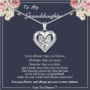 Granddaughter Gifts from Grandma Heart Necklaces Mothers Day Gift Ideas I Love You Necklace To My Granddaughter Necklace Birthday Gifts Jewelry for Teen Girls