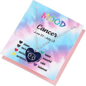 Heart Temperature Sensing Color Changing Zodiac Necklace Love 12 Constellation Sign Pendant Necklace Heart Peach Astrology Horoscope Mood Necklace for Women Girl Jewelry Gift