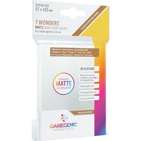 Matte Board Game Sleeves | Pack of 80 Matte Sleeves | 67 by 103 mm Card Sleeves Optimized for Use with 7 Wonders | Premium Card Protection | FFG Brown Color Code | Made by Gamegenic