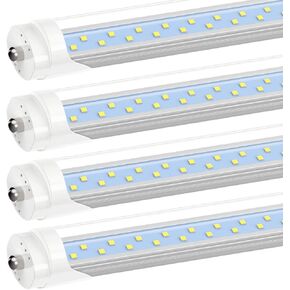 JESLED T8 T10 T12 8FT LED Tube Light Bulbs, 50W 6000LM, 5000K Daylight White, Single Pin Fa8 LED Replacement for Fluorescent Fixture, Frosted, Ballast Bypass, Warehouse Workshop Garage Lights 12-Pack