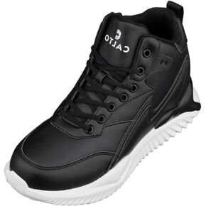 CALTO Men's Invisible Height Increasing Elevator Trainer Shoes - Lace-up Lightweight Fashion High-Top Sneakers - 4 Inches Taller