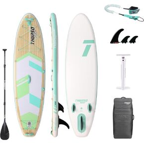 THURSO SURF Adept Youth Teenager Inflatable SUP Stand Up Paddle Board 9' x 28'' x 4.7'' Two Layer Stable Portable for Kids Carbon Paddle Full Package Accessories