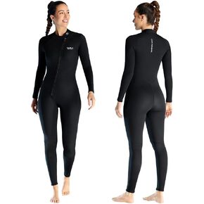 Skyone Wetsuits for Men Women, 3MM Neoprene Wetsuit Full Body Wet Suit in Cold Water, Scuba Diving Suit Long Sleeves Front Zip Warm Swimsuit for Swimming Surfing Snorkeling