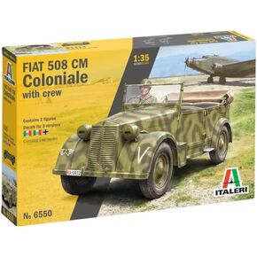 Italeri -6550 Fiat 508 CM Coloniale with Crew, 1:35 Scale, Model Kit, Plastic Model to Assemble, Modeling, Grey, IT6550