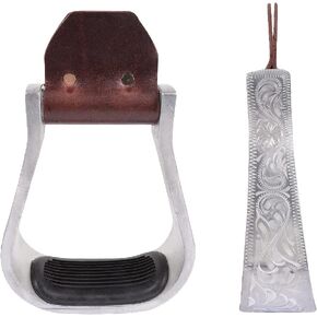 Martin Saddlery Aluminum Engraved Bell Stirrup with Rubber Tread