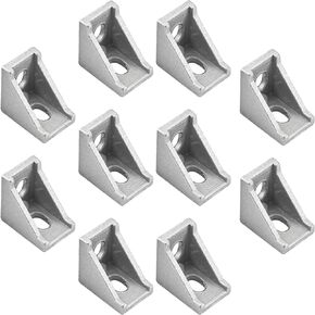 Yinpecly 10PCS Inside Corner Bracket Gusset Aluminum Alloy Interior Joint Bracket Suitable for 2020 Series with Slot Aluminum Extrusion Profile Silver Tone