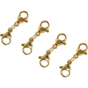 Double Lobster Clasp 925 Sterling Silver Necklace Clasp Classic Double End Design Necklace Clasps and Closures,Necklace Extender Suitable for Jewelry Chain (4PCS | Gold & Silver)
