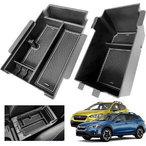 2024 Crosstrek Center Console Organizer Tray for 2024 2023 Subaru Crosstrek 2024 Impreza Center Armrest Storage Box for Crosstrek 2024 Accessories Imprez Storage Box (Double Layer)-White